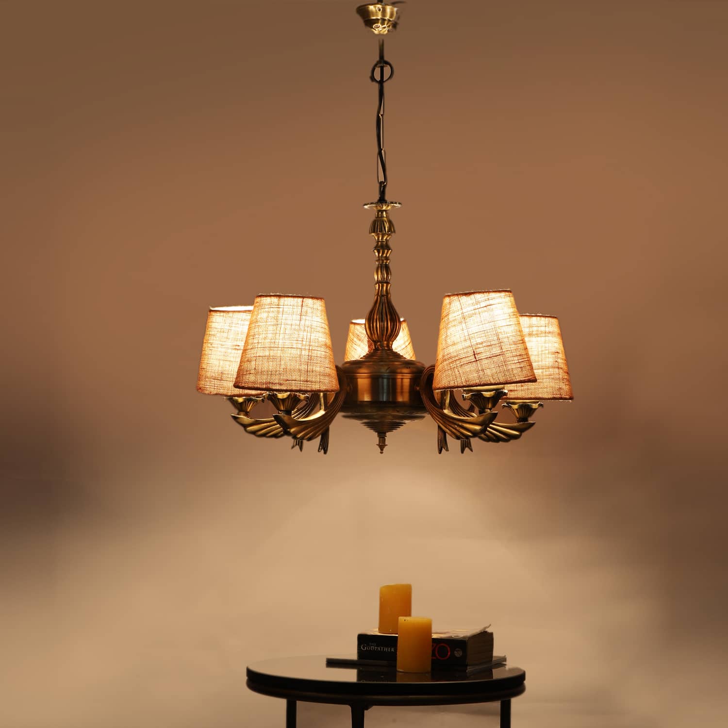 Devansh Solid Wood Electric Wall Light in Orange Colour with Orange Shade Count of 1 Light