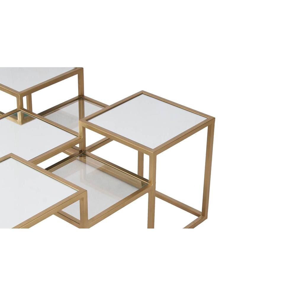 Valentino Glass Mirror Bunching Coffee Table In Dark Gold Finish