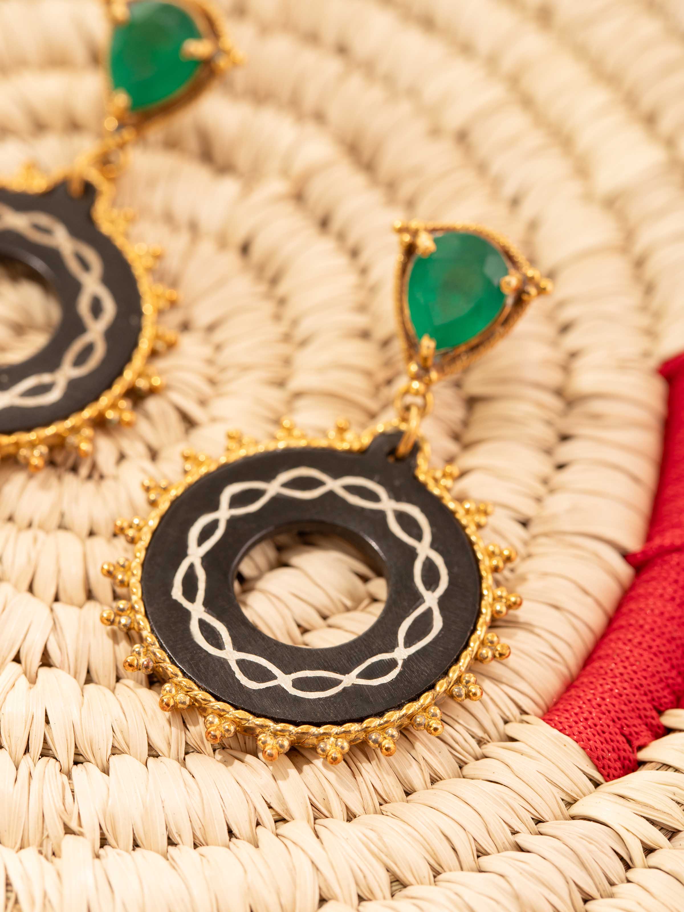 Bidri Silver Drop Earrings