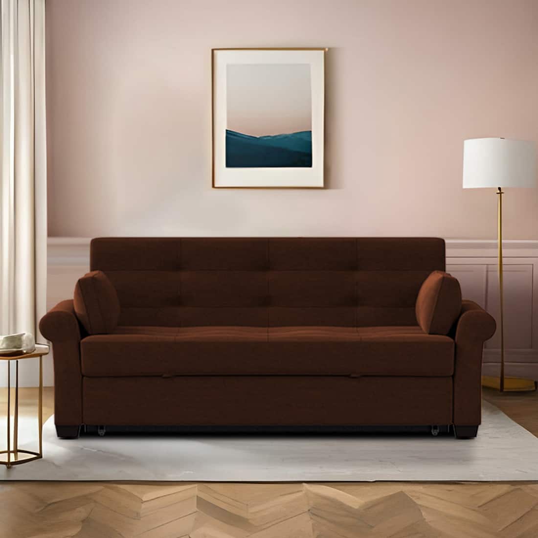 Serta 3 Seater Pull Out Sofa cum Bed  in Brown Colour - Home Lifestylez