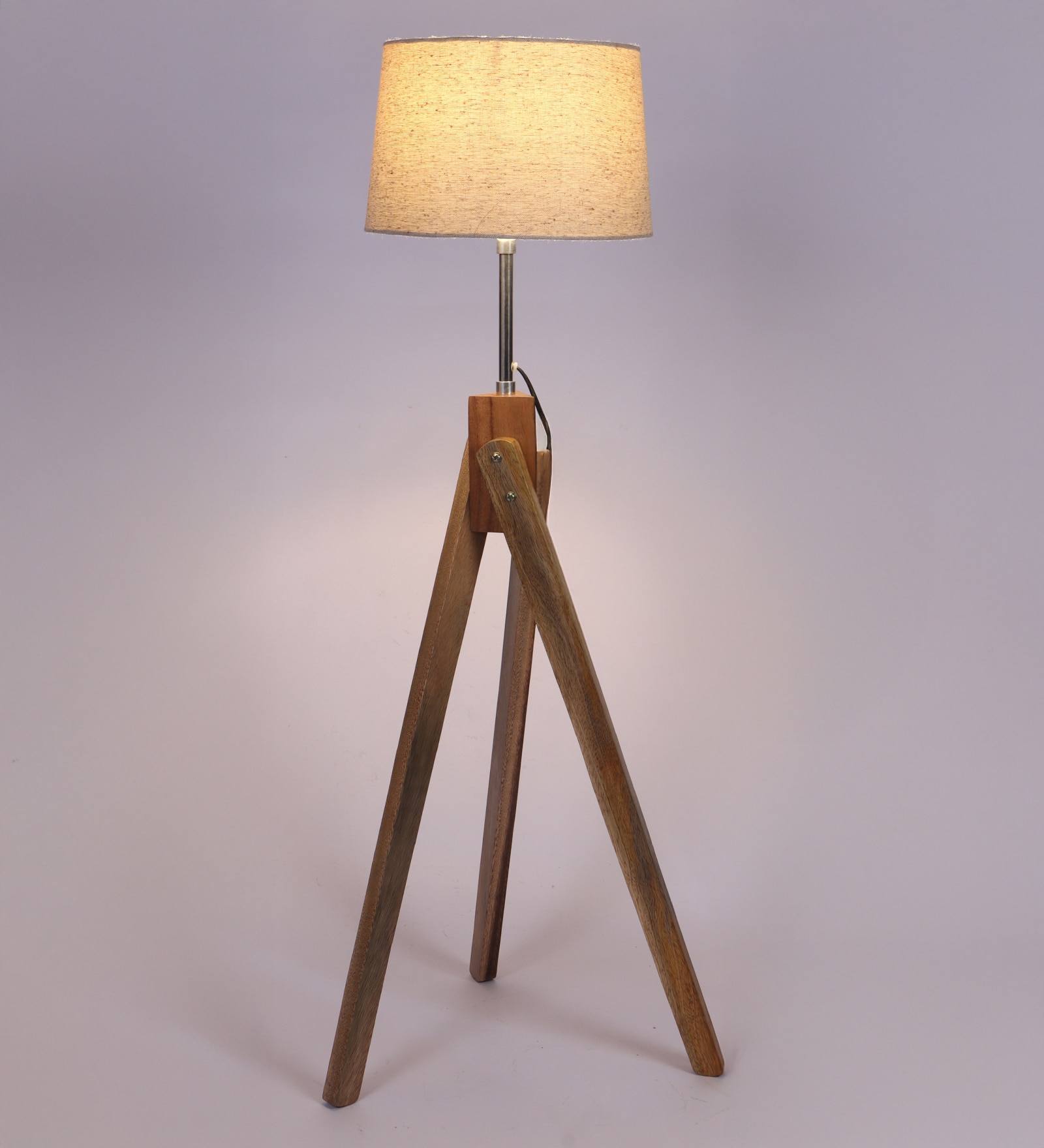 Crisscross Floor Lamp with Natural Wood Shade