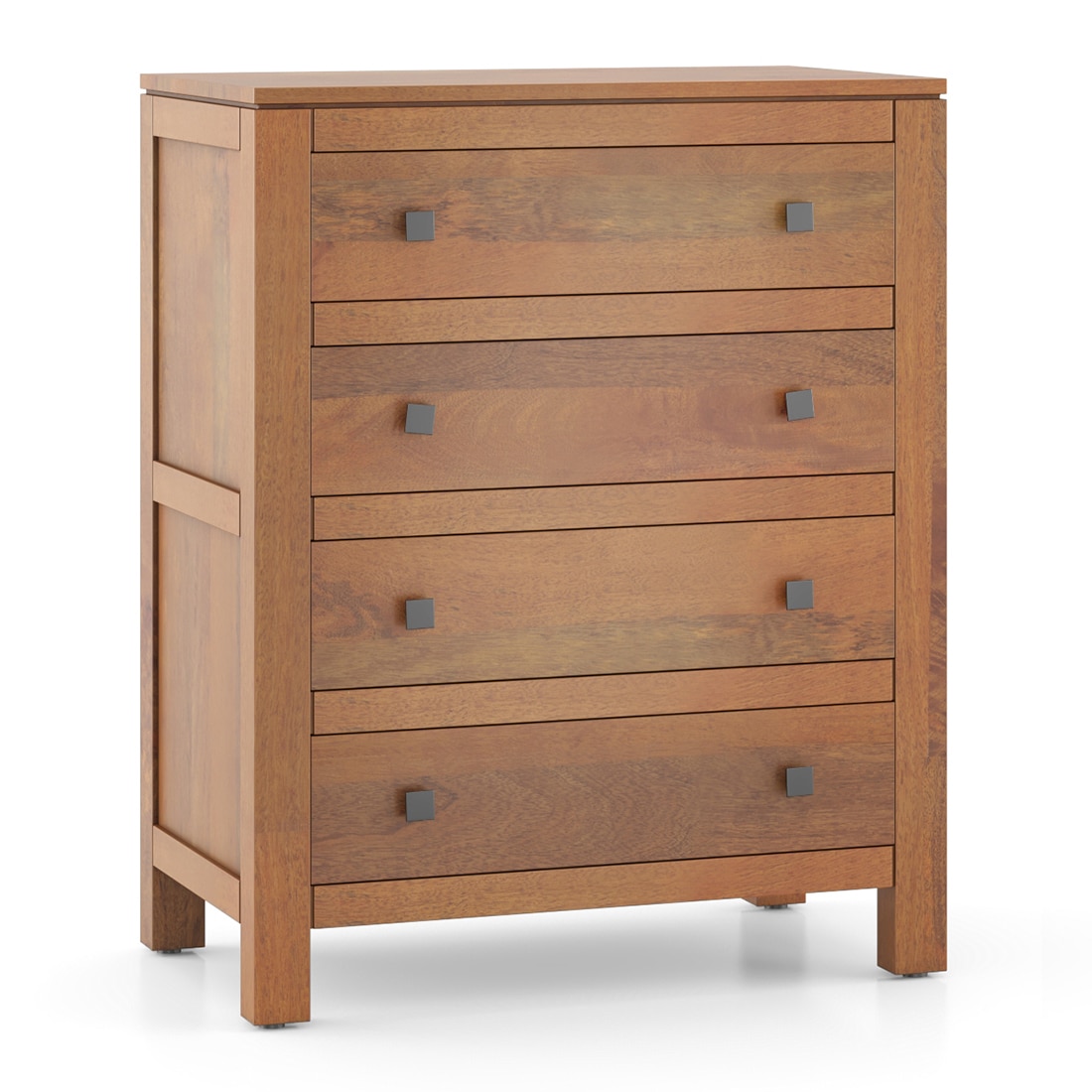 Walter Solid Wood Chest of Drawers in Amber Walnut Finish