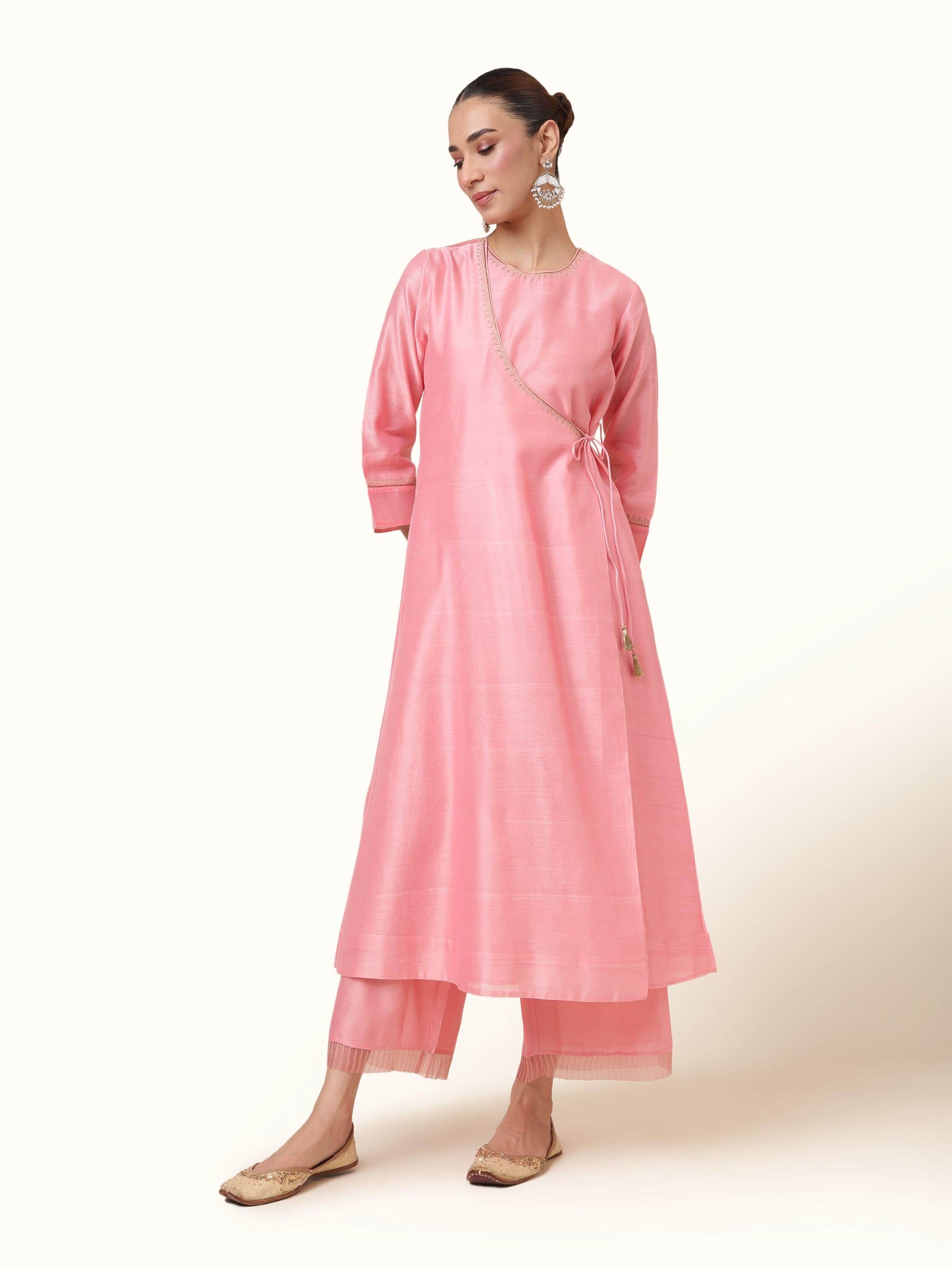 Pink Cotton Silk Chanderi Palazzo