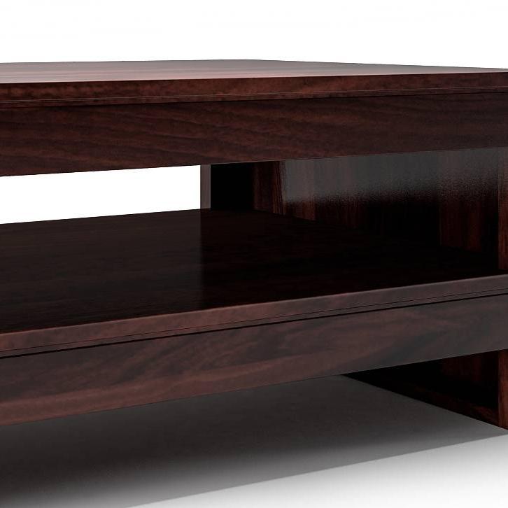 Epsilon Rectangular Solid Wood Coffee Table In Mahogany Finish