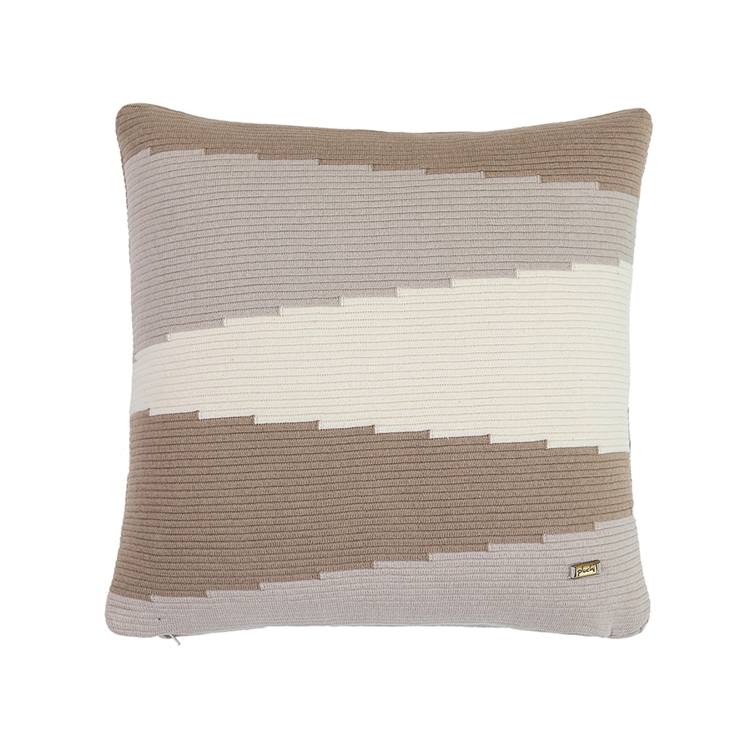 Maverick Stone Pale Whisper  And Natural Cotton Cushion Cover 16X16 Inches