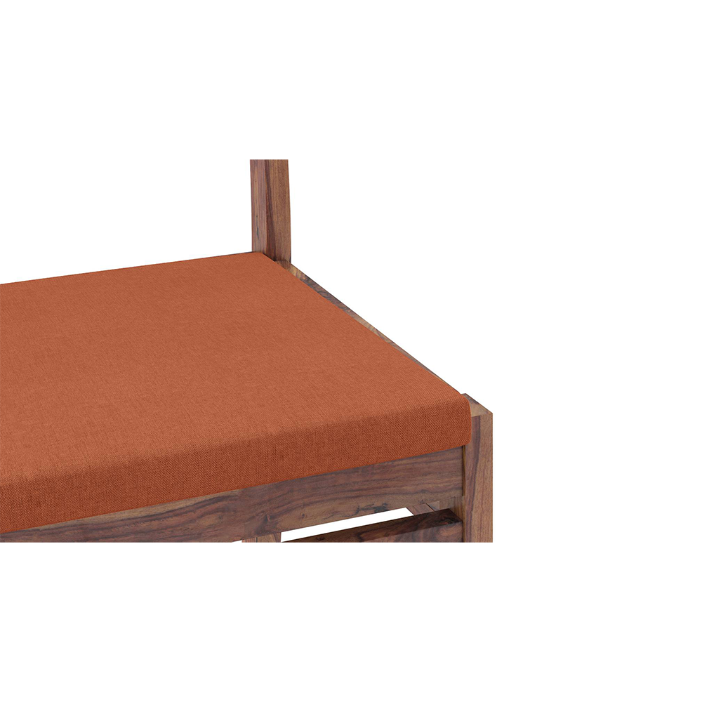 Kerry Solid Wood Dining Chair Set Of 2 In Teak Finish With Burnt Orange Fabric Colour