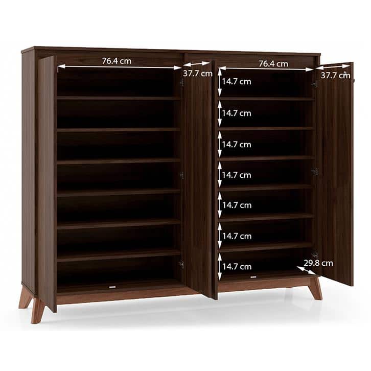 Webster 48 Pair Shoe Rack in Walnut Finish
