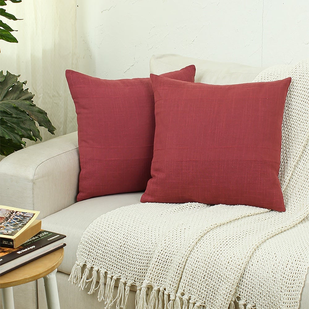 Herringbone Set Of 2 Cushion Cover With Rust Colour