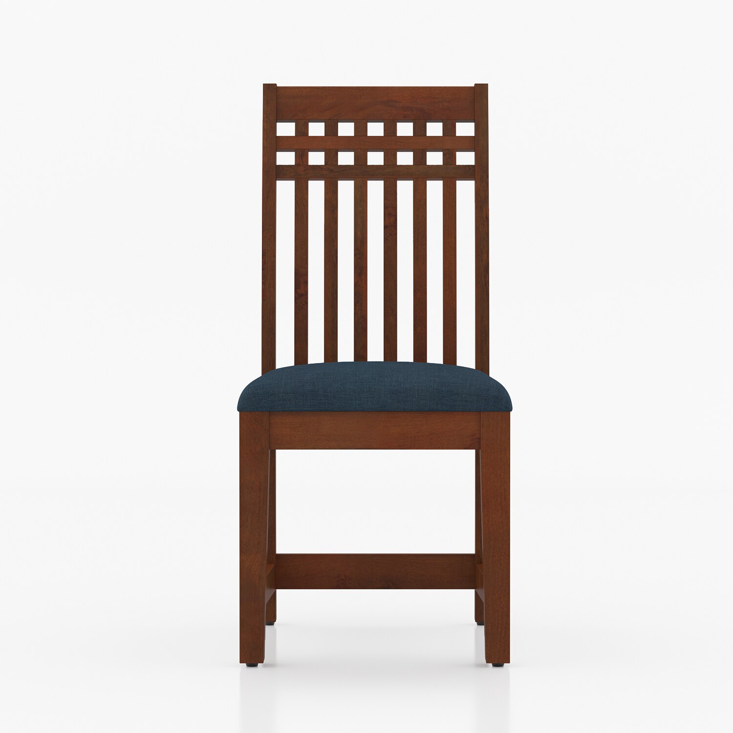 Diego Solid Wood Dining Chairs Set of 2 in Honey Finish with Midnight Indigo Blue Colour