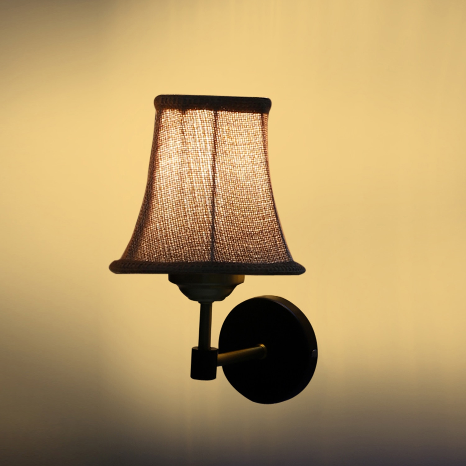 Devansh Gold Wall Mounted Lamp With Beige Jute Shade
