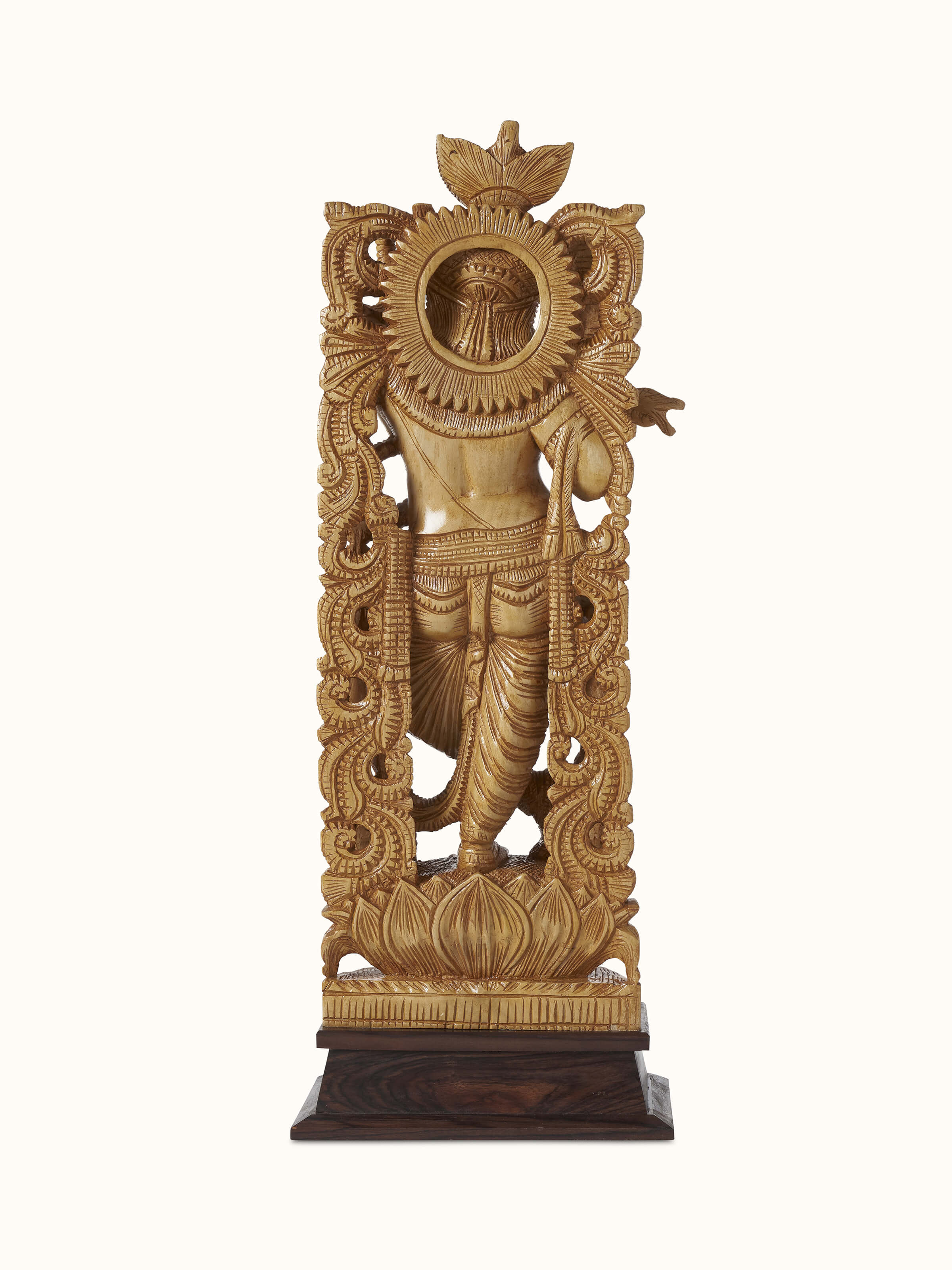 Close-up view showing detailed woodwork and artistry