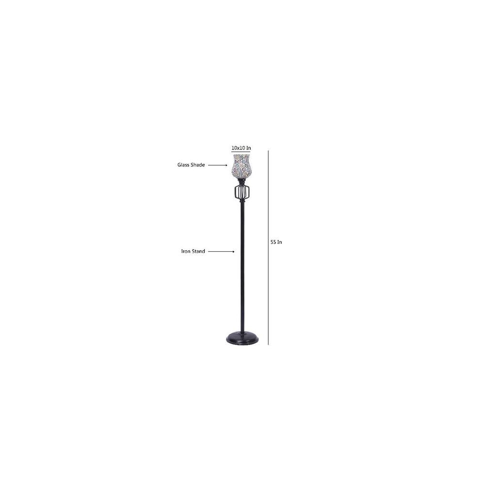 Rosa Multicolour Glass Floor Lamp with Black Iron Base