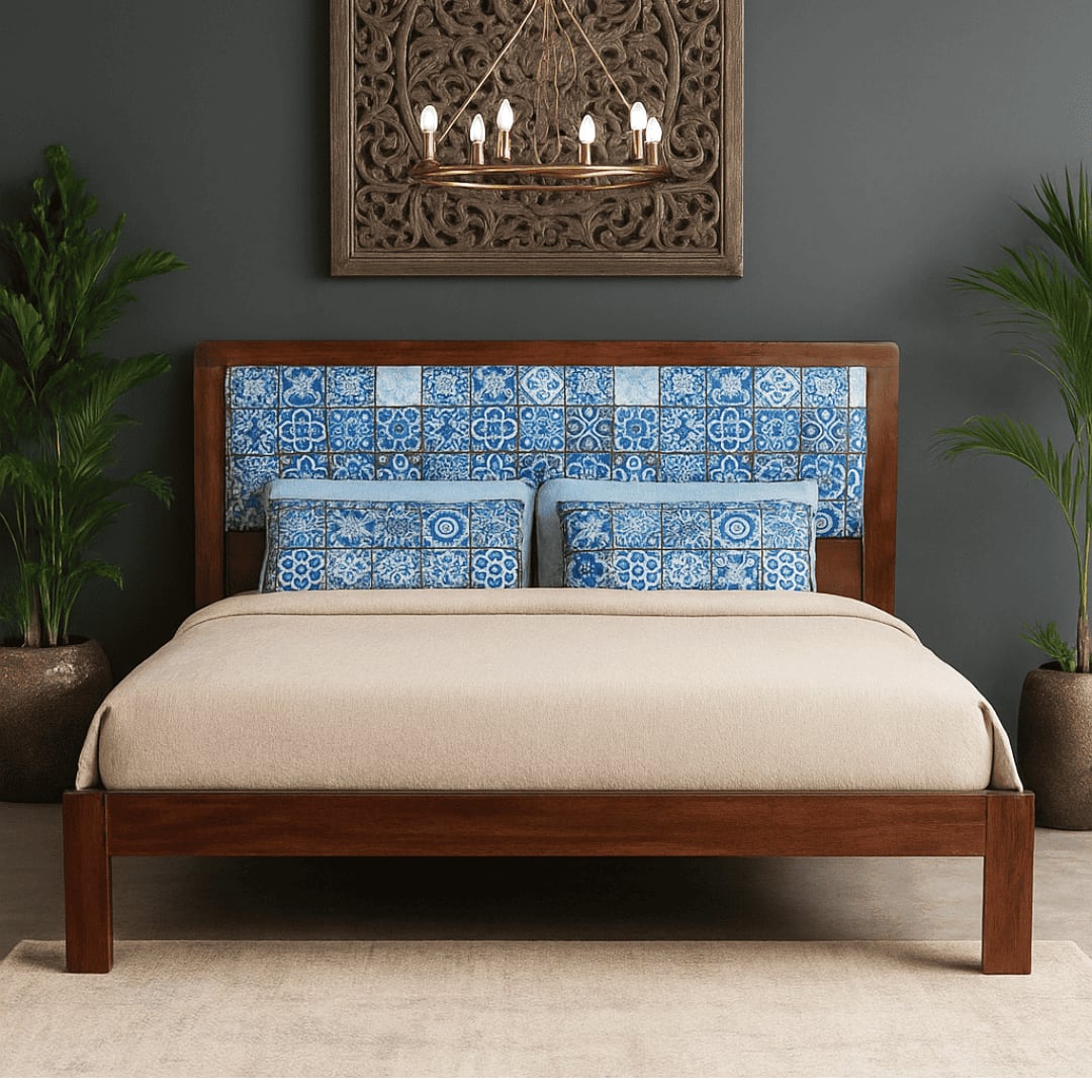 Sierra Solid Wood Non Storage Queen Bed in Provincial Teak Finish