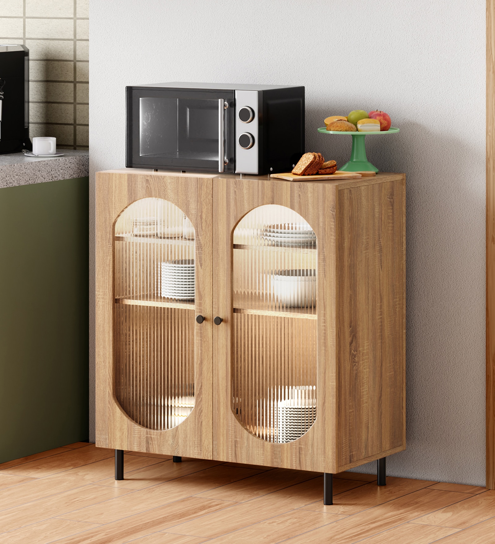 Stellar Multipurpose Storage Cabinet (Medium Size, Oak) - Alex Daisy