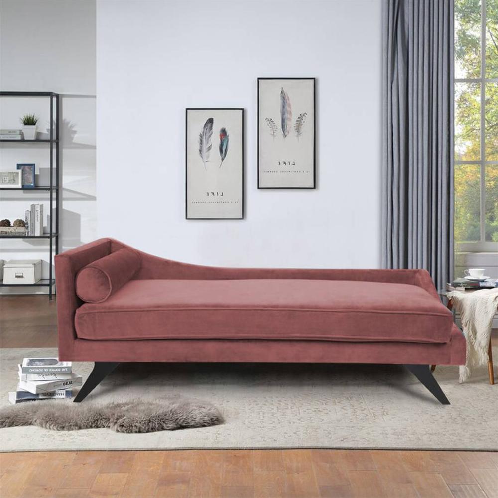 Euclid Velvet Chaise Launger in Pink Colour