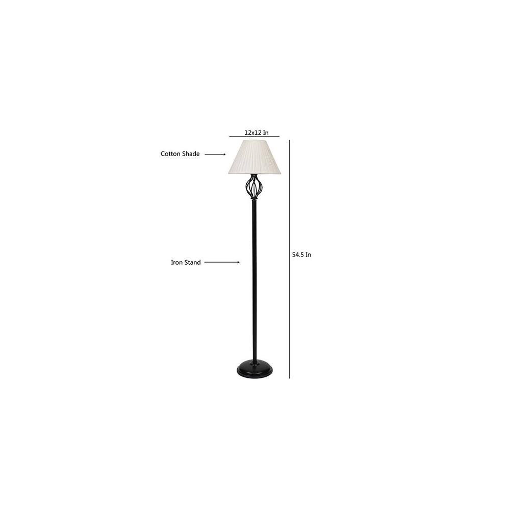 Gabrielle Black Cotton Shade Floor Lamp