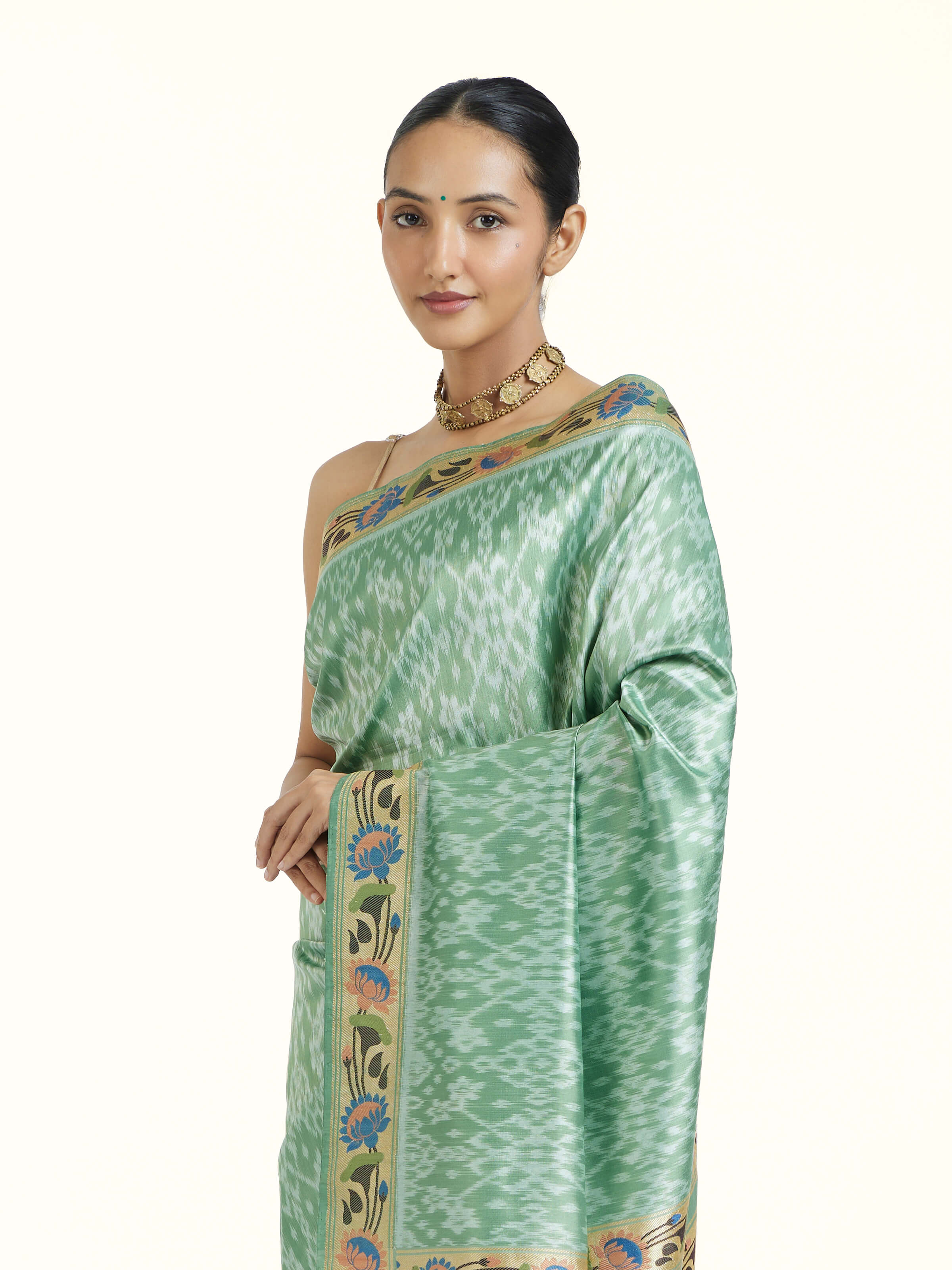 Grey Ashavali Brocade Silk Saree