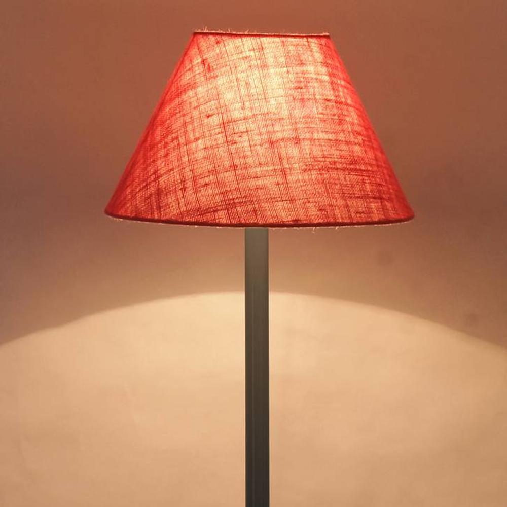 Mitchell Pink Natural Fiber Shade Floor Lamp with Black Iron Base