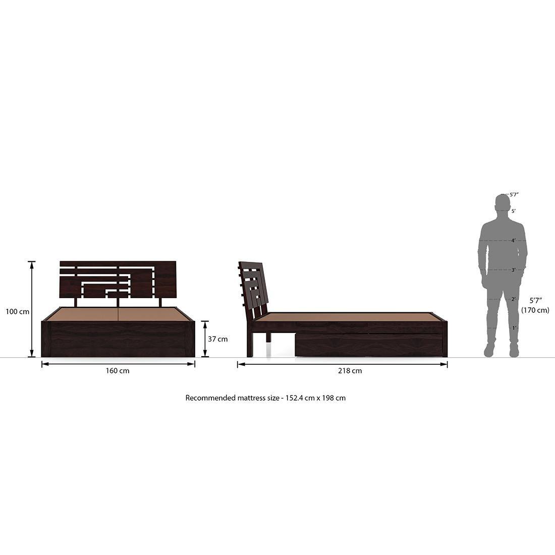 Stockholm Storage Queen Size Bed (Solid Wood)