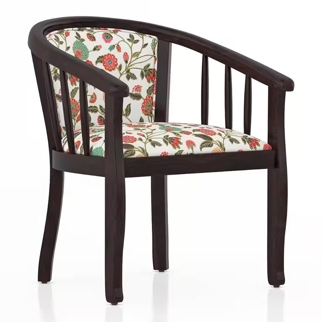Bella Lounge Chair Finish Mahogany Beige Flora Colour