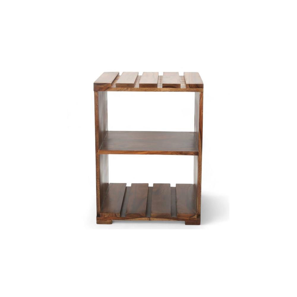 Arista Sheesham Wood Bedside Table in Teak Finish