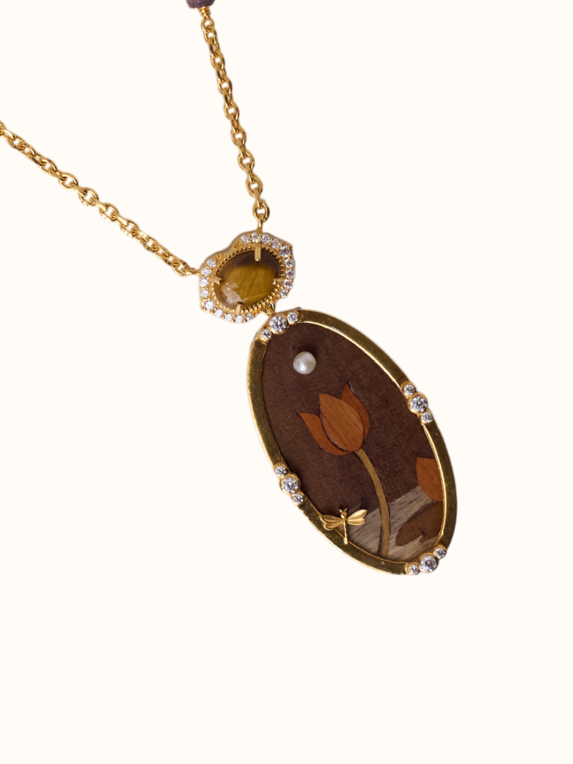 Rosewood Inlaid Silver Pendant & Chain