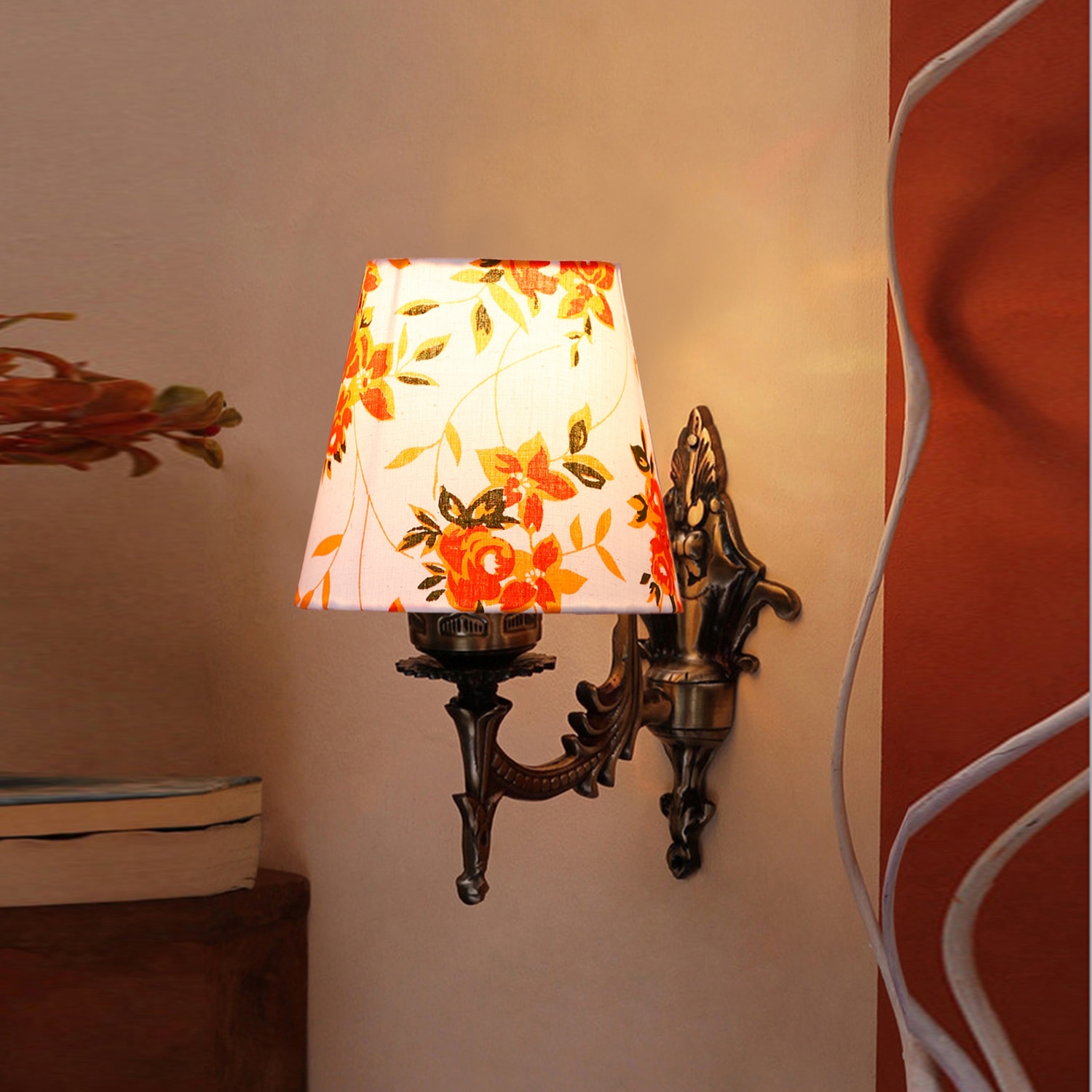 Devansh Metal Electric Wall Light in Antique Gold Colour with Multi Shade Count of 1 Light - Devansh