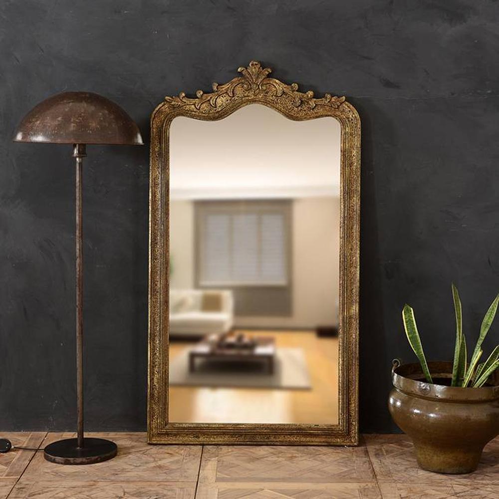 Nefeli carved wooden antique mirror