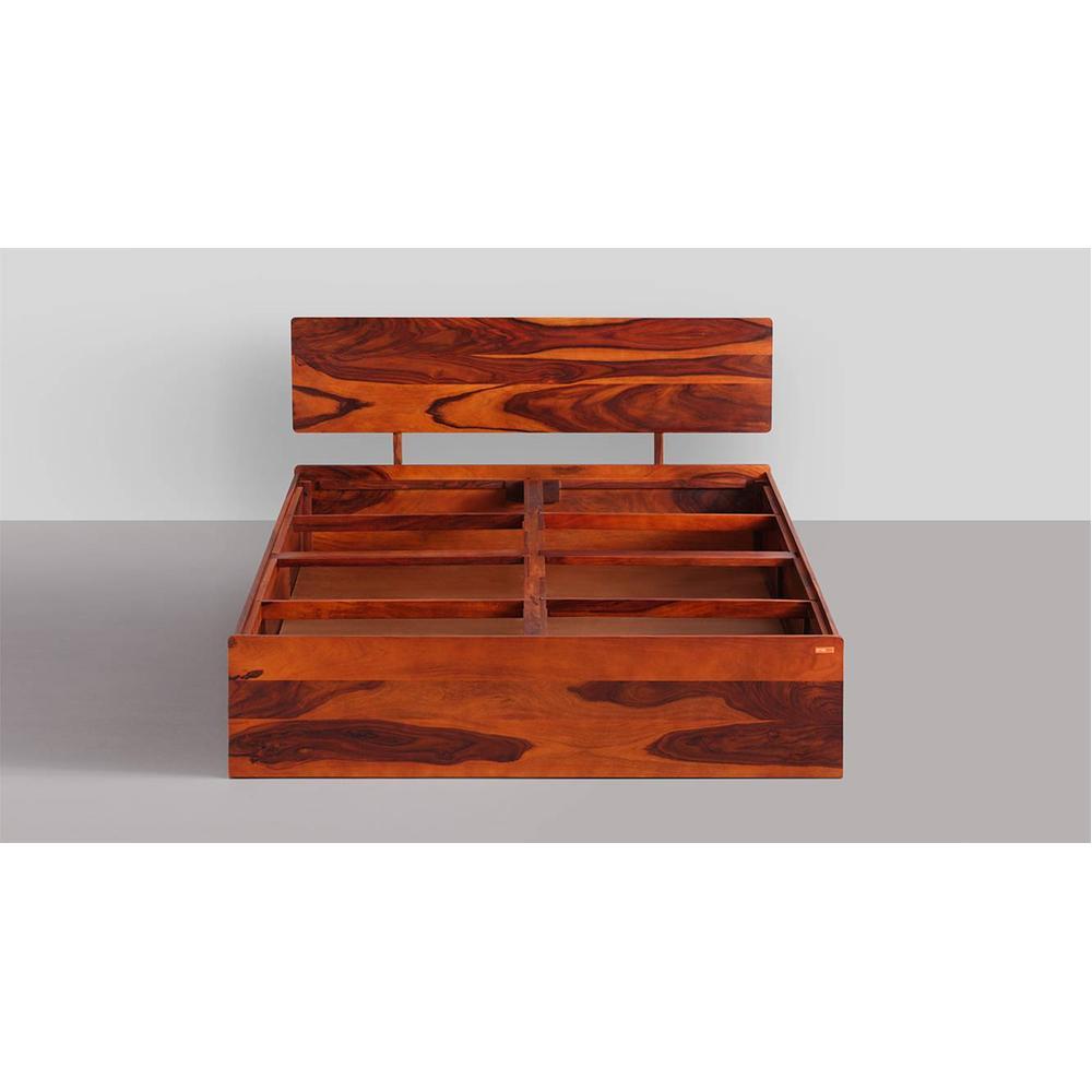 Sleepyhead Bed Gs | Premium Solid Sheesham Wood Queen Size Bed With Box Storage (Honey Brown)