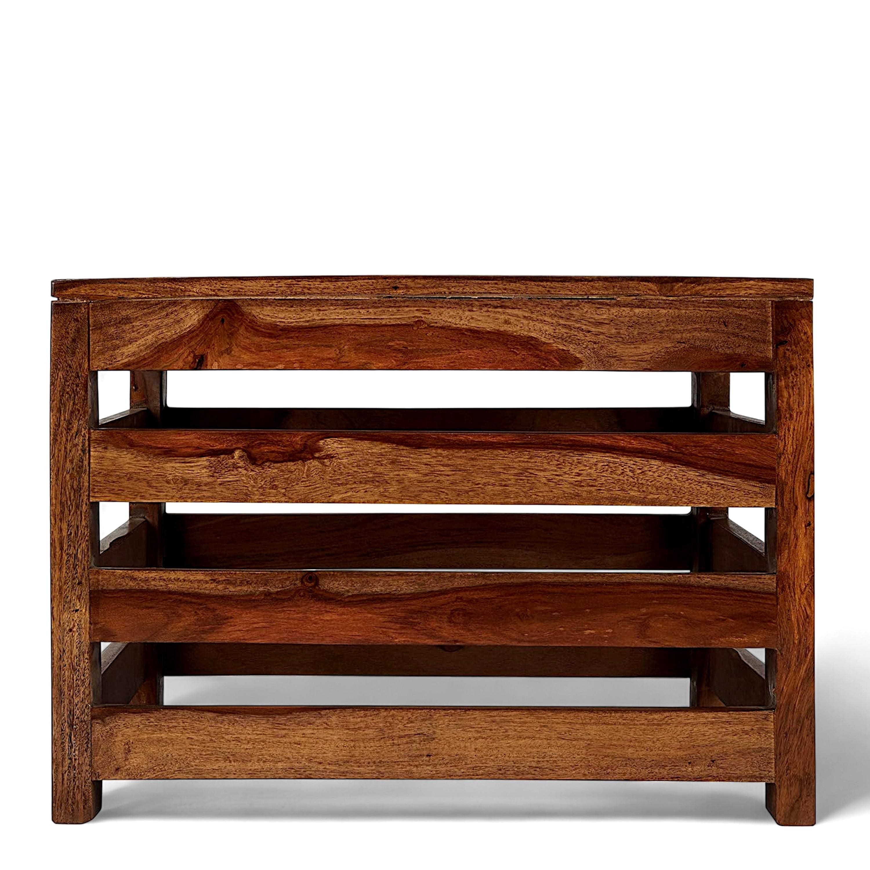 Kingsville Sheesham Wood Contemporary Square Coffee Table In Natural Teak Finish