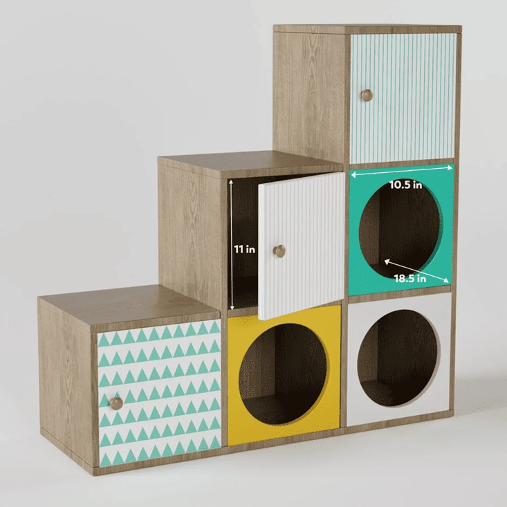 Noughts & Dots Step Storage Cabinet In Oak Colour