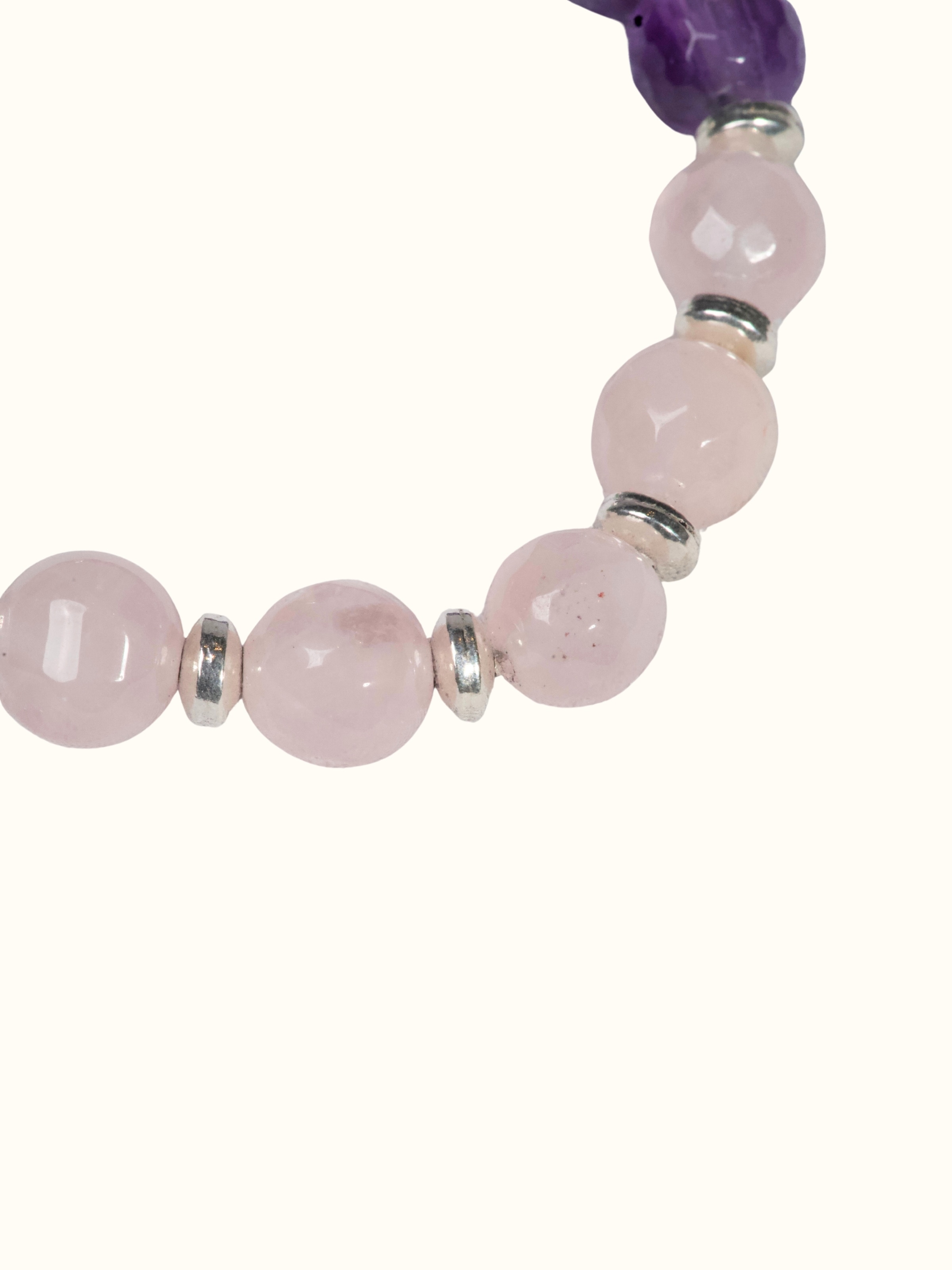 Gemstone Rose Quartz, Amethyst & Green Aventurine Silver Bracelet
