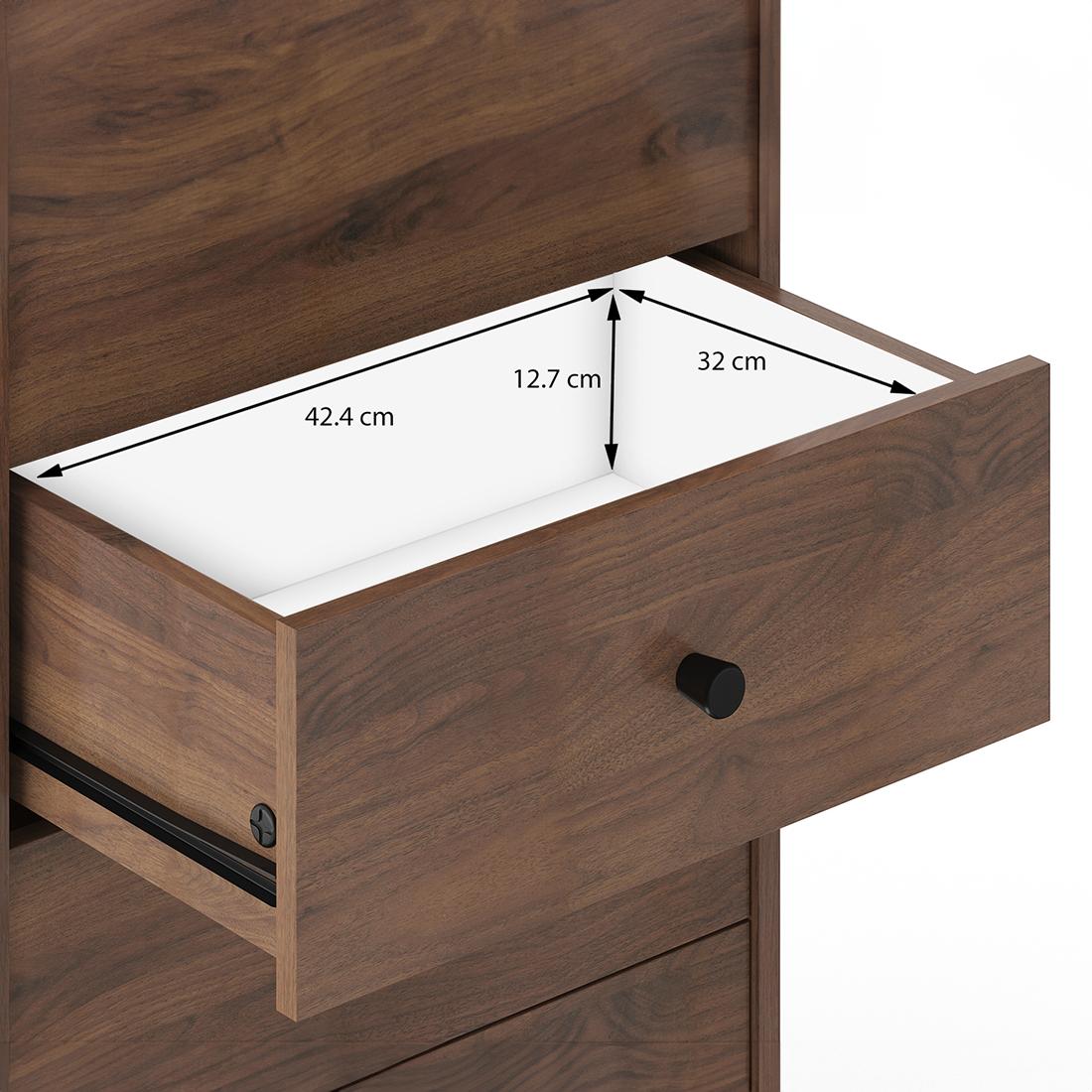 Ben Engineered Wood Chest of 4 Drawers in Classic Walnut Finish