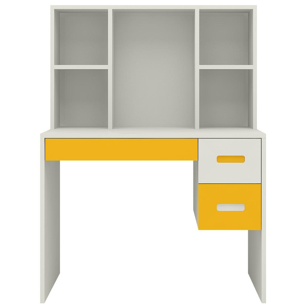 Tiara Kids Study Desk with 3 Drawers and Built In Bookshelf in Mango Yellow Colour