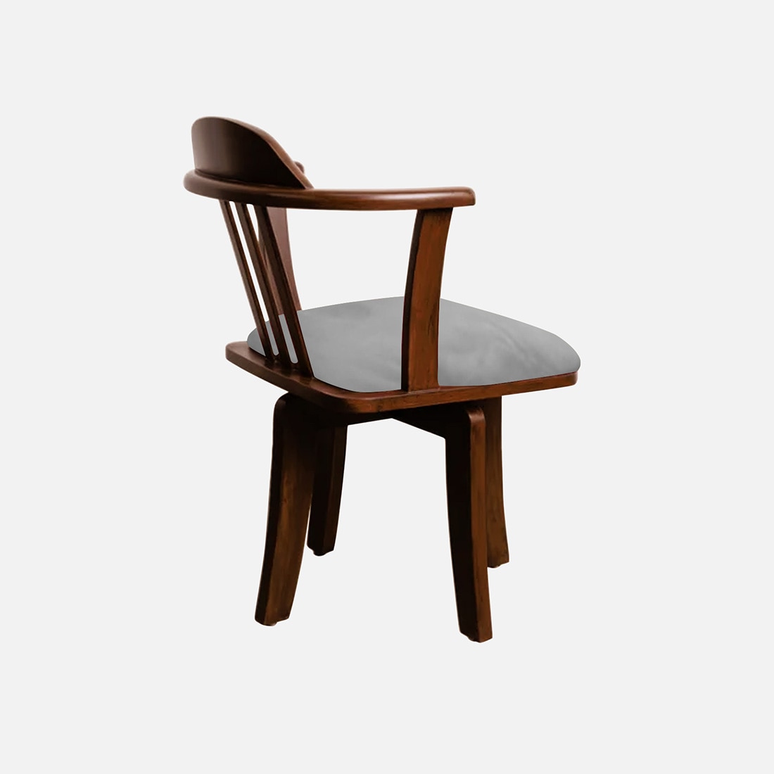 Vanilla Revolving Teak Wood Chair in Grey Colour