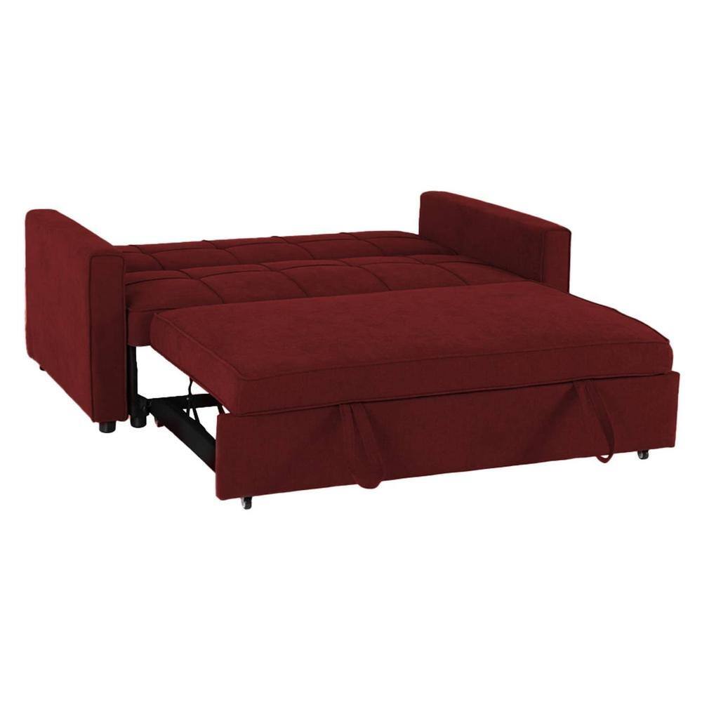 Medas 3 Pull Out Sofa Cum Bed In Maroon Colour