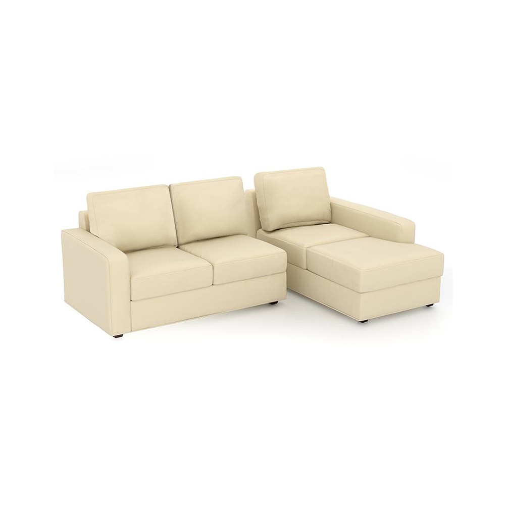 Apollo Compact Sofa (Colour : Cream, Cushion : Hard, Seating Capacity : Right Aligned 2 Seater + Right Aligned Chaise + Ottoman)