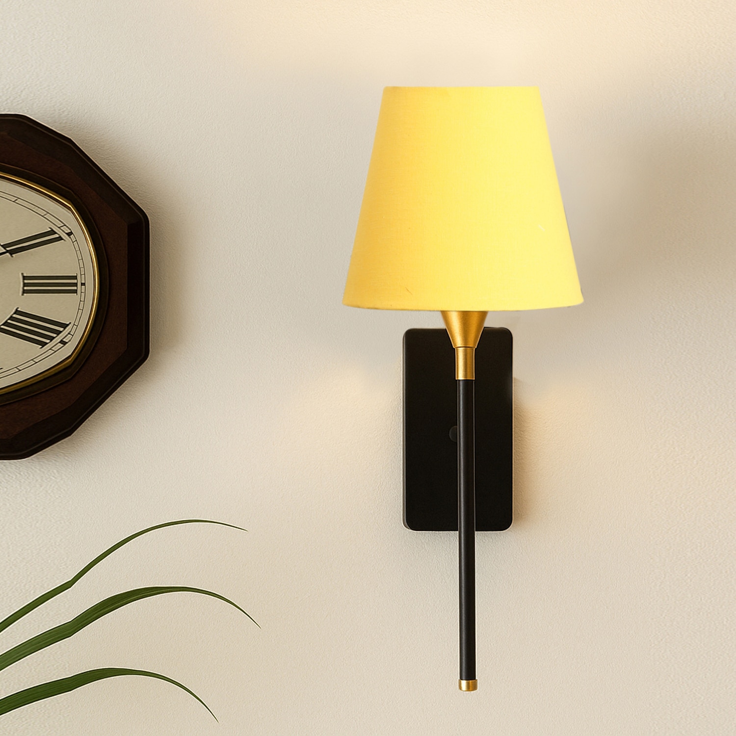 Devansh Metal Electric Wall Light in Black Colour with Yellow Shade Count of 1 Light - Devansh