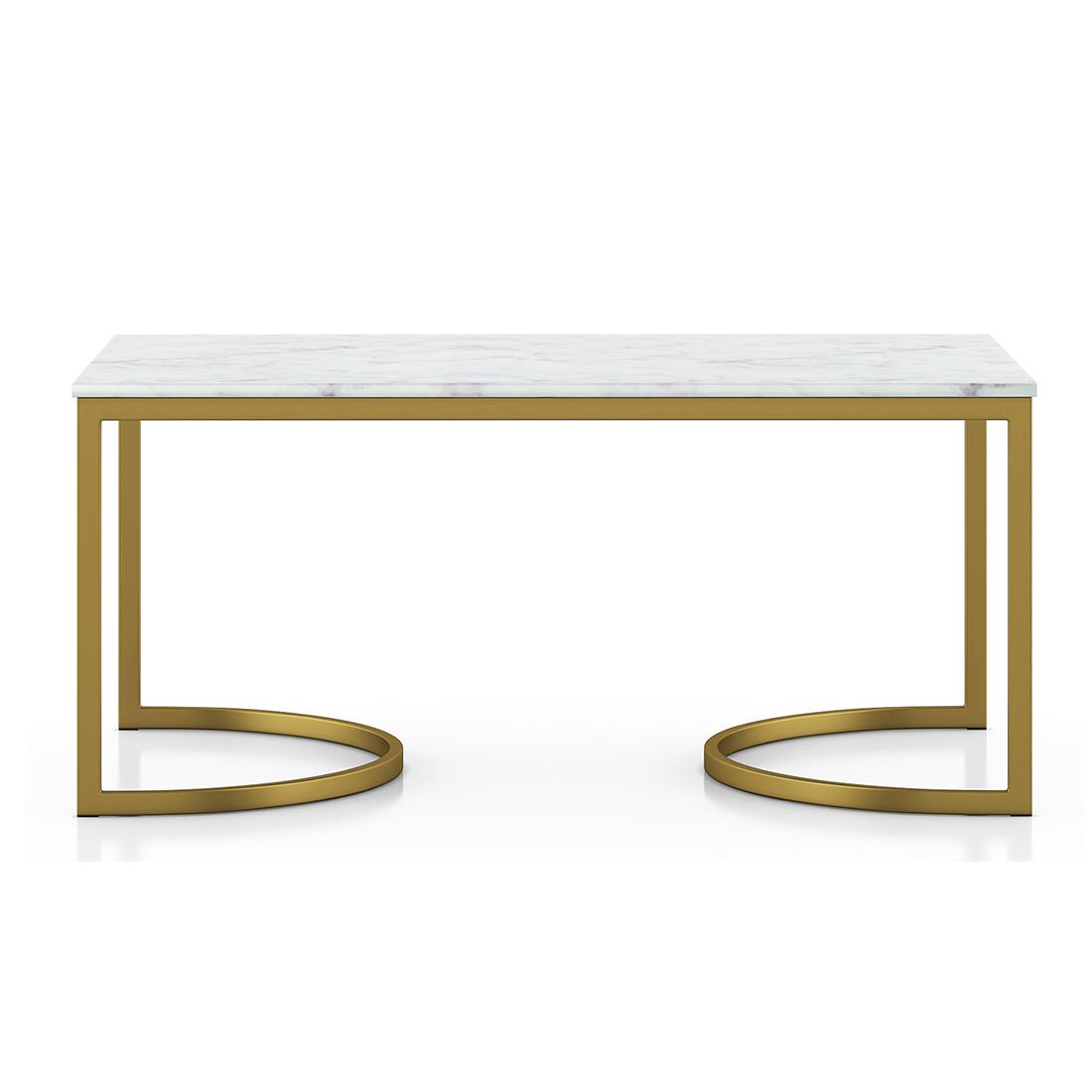 Ivy Rectangular White Marble And Metal Coffee Table In Gold Finish
