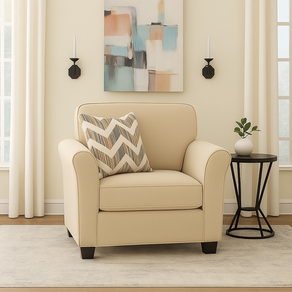 Sehran 1 Seater Sofa In Fabric Cream Color