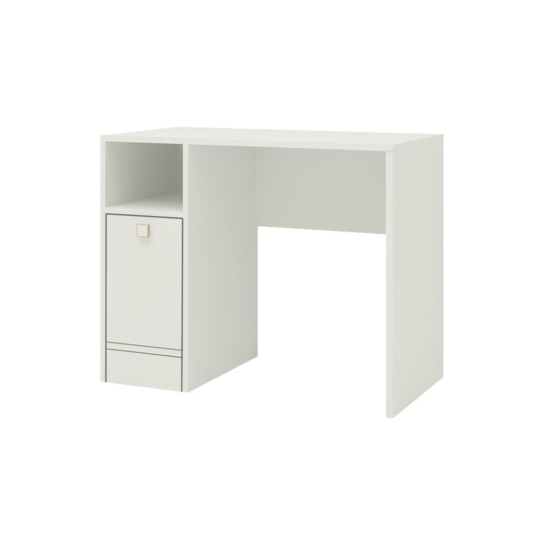 Sonoma Study Desk with Shuttered Cabinet and Open Shelf in Ivory Colour