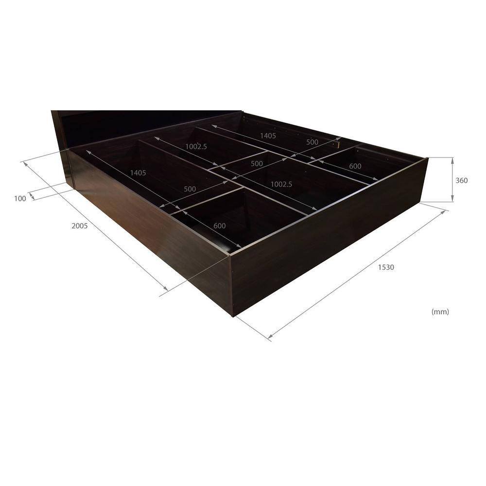 Erinnyes Solid Wood Queen Size Drawer Storage Bed In Melamine Finish