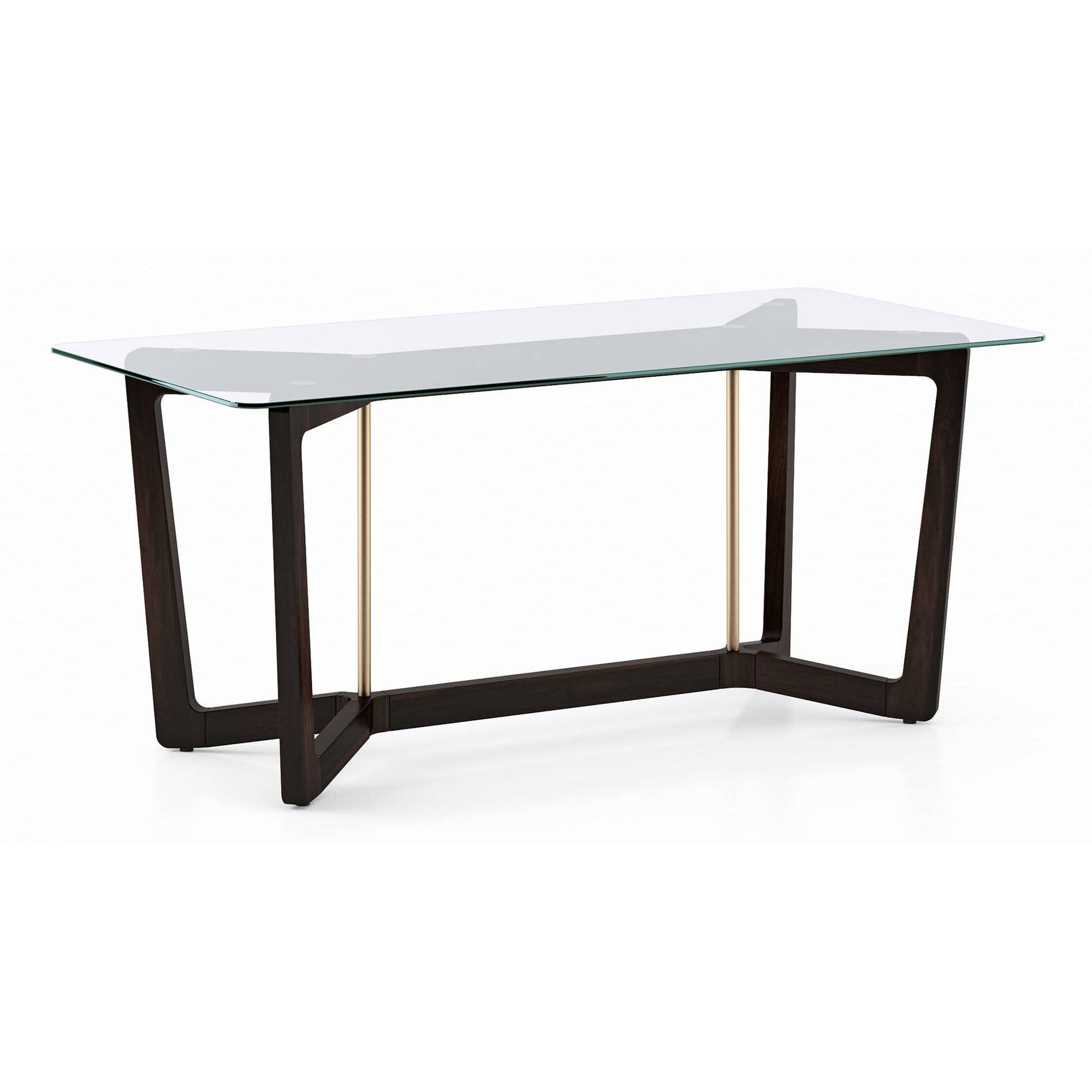 Bourdaine Glass 6 Seater Dining Table In Mahogany Finish