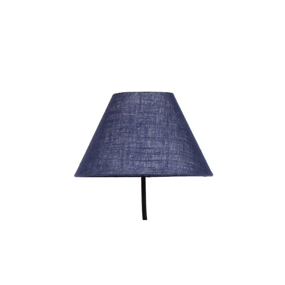Piper Blue Natural Fiber Floor Lamp with Black Iron Base