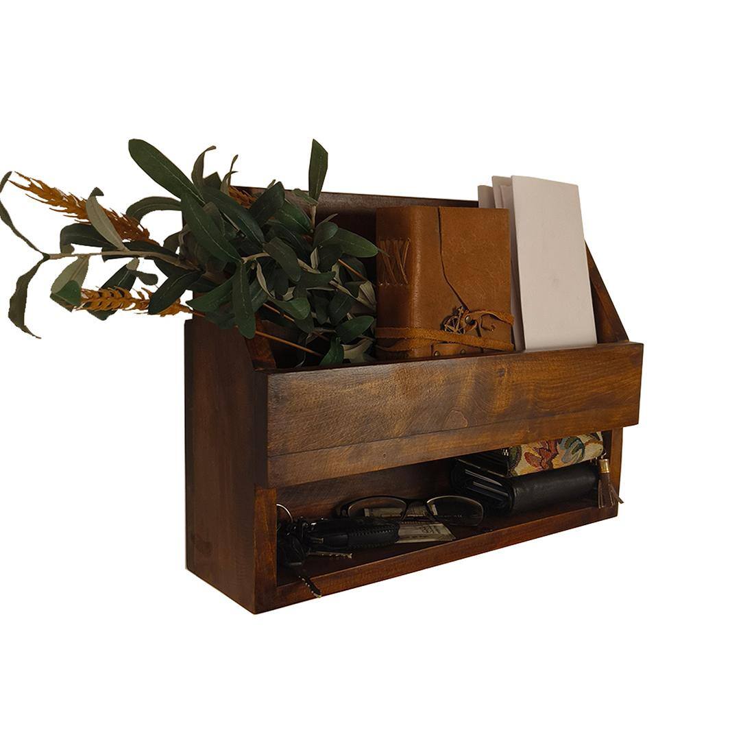 Riverdale Wooden Wall Shelf Organiser With Key Holders