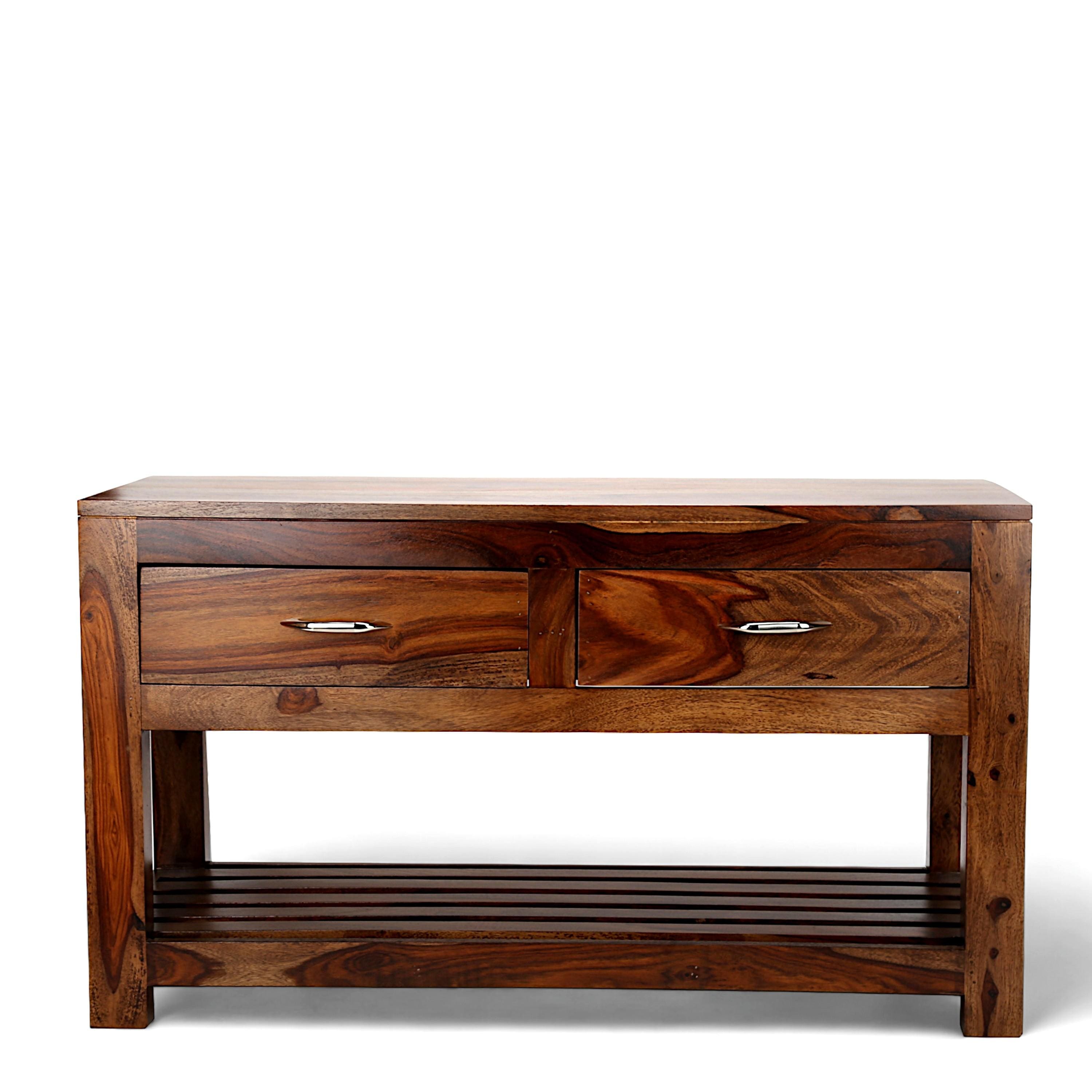 Elder Sheesham Wood Console Table in Teak Finish