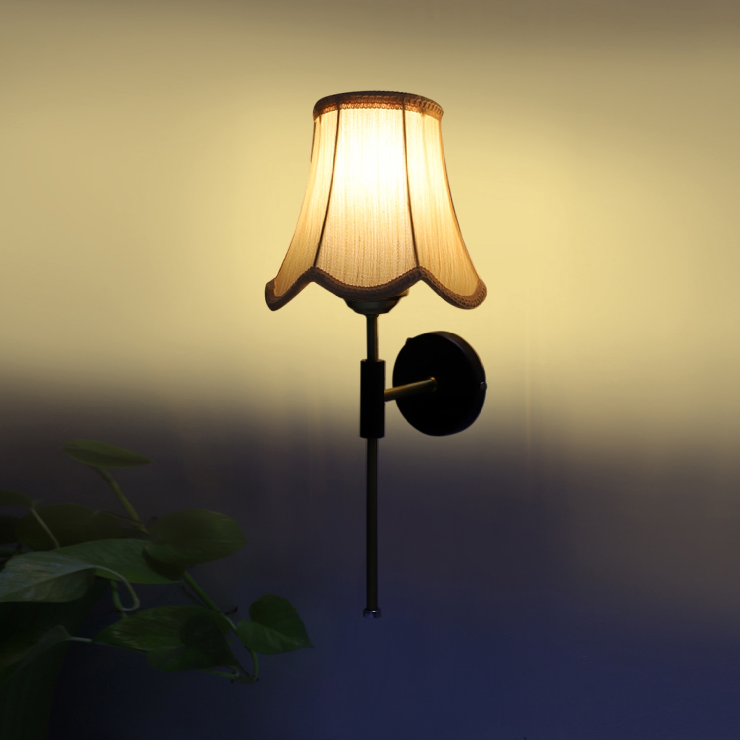 Devansh Metal Wall Mounted Lamp With Off-White Cotton Shade