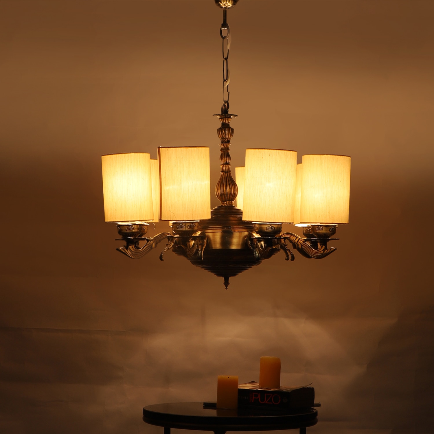 Devansh Gold Antique Wall Mounted Lamp With Black  Cotton Shade