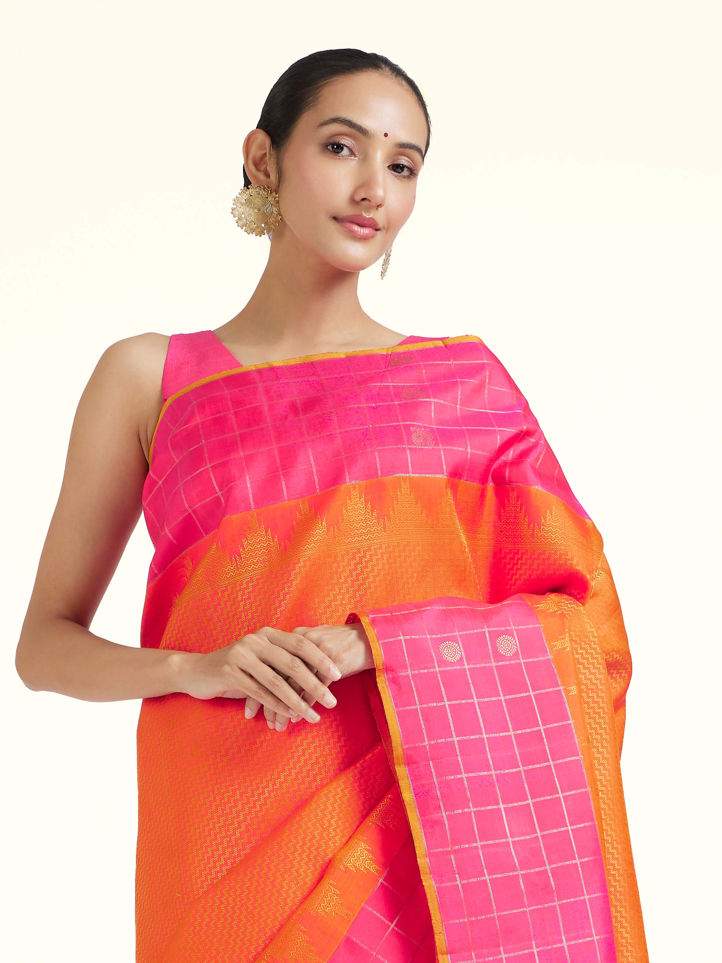 Orange Silk Kancheepuram Saree