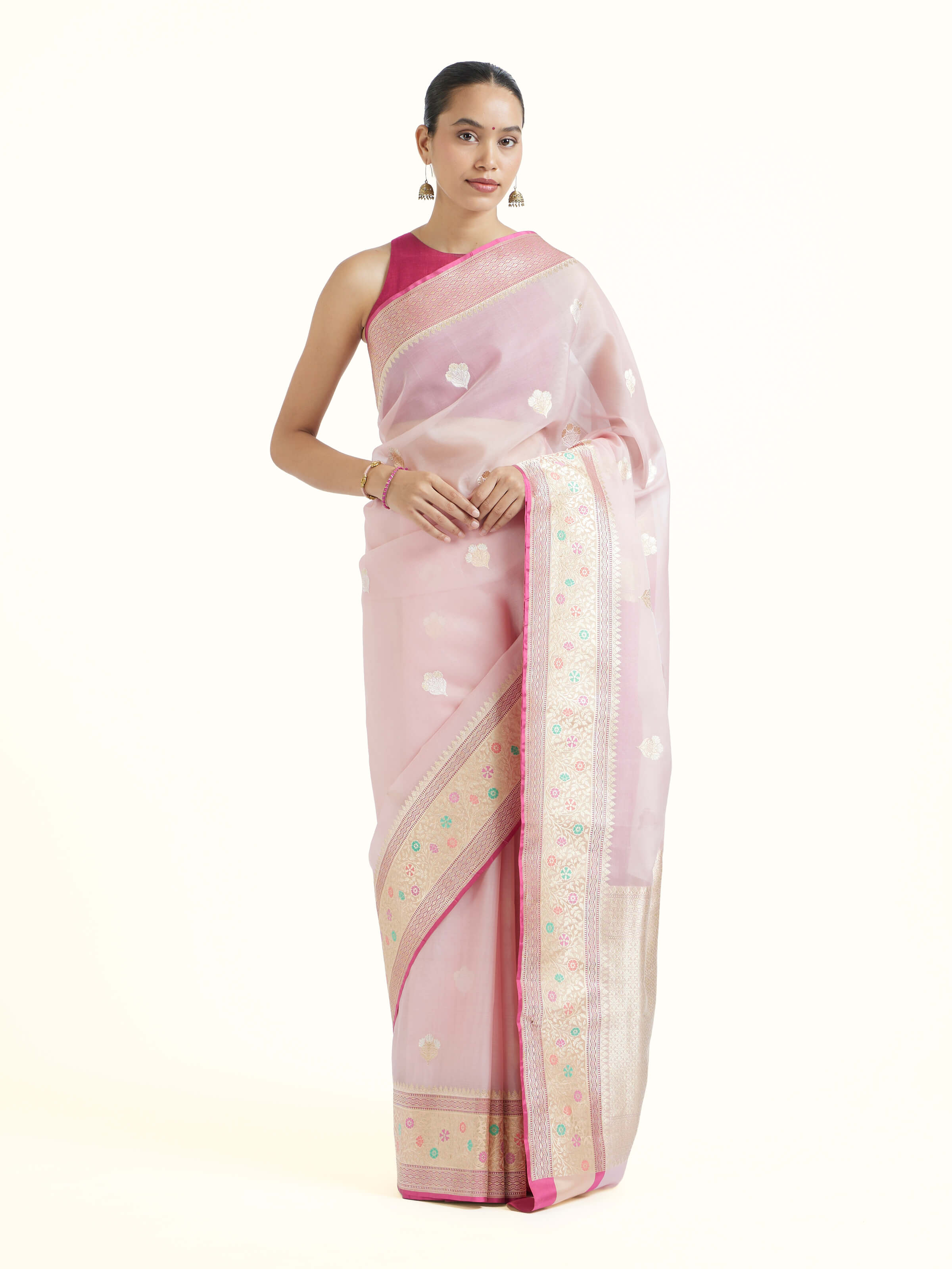 Pink Banarasi Kadhwa Silk Saree